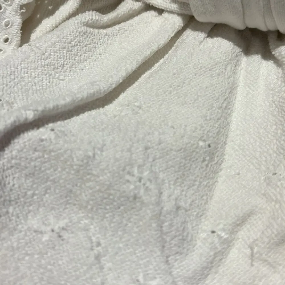 Ralph Lauren 6 white front zip hooded French Terry embroidered Eyelet detail euc